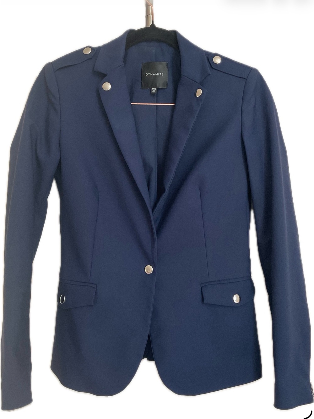 *Dynamite * Structured Military Style Navy Blazer with Silver Hardware